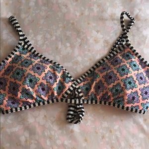 Floral striped bikini top